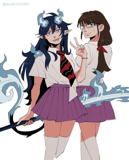 Rin &amp; Yukio genderbend AU